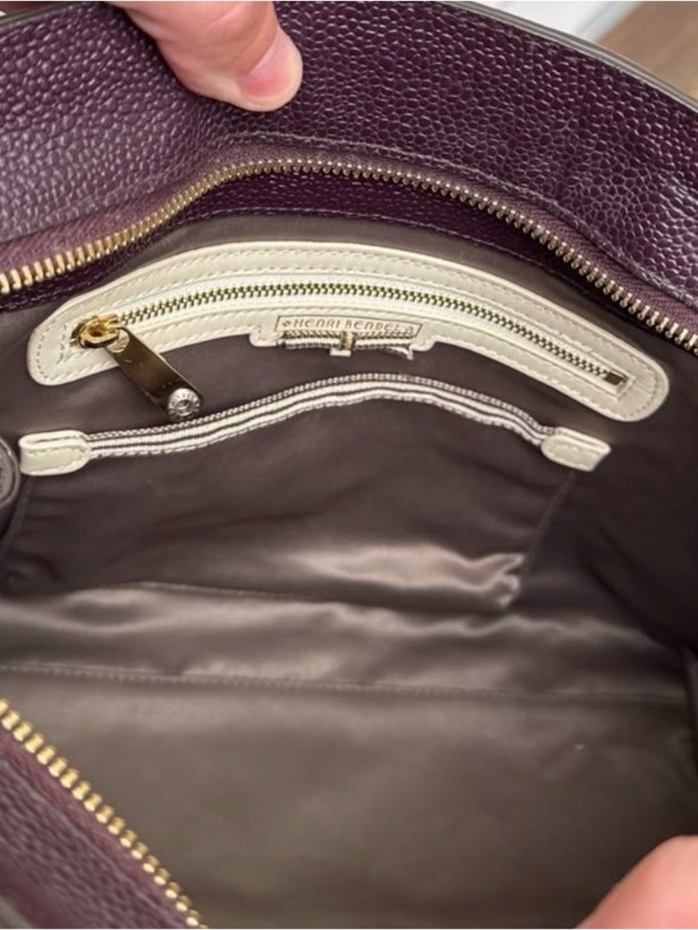 henri bendel Limited Edition Plum Leather Satchel with Gold Hardware - RARE!! - Picture 7 of 13